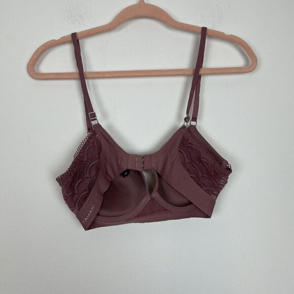 Tahari Mauve Push Up Lace Trim Raw Hem Bra Size 36C - Picture 3 of 4